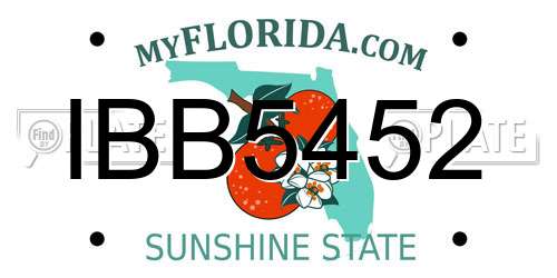 IBB5452 Florida License Plate