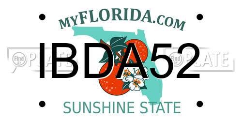 IBDA52 Florida License Plate