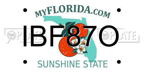 IBF87O Florida License Plate