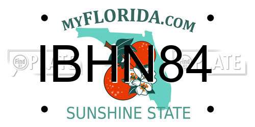 IBHN84 Florida License Plate