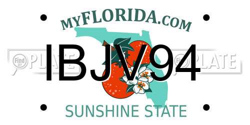 IBJV94 Florida License Plate
