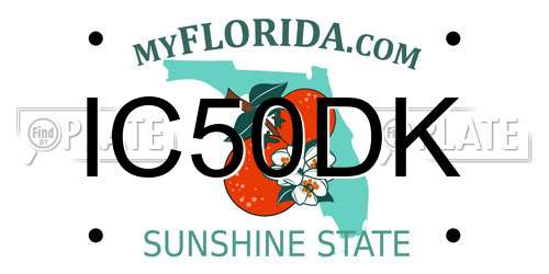 IC50DK Florida License Plate