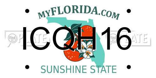 ICQH16 Florida License Plate
