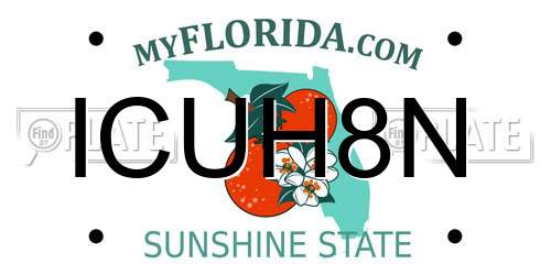 ICUH8N Florida License Plate