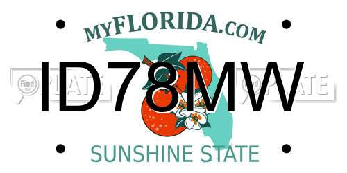 ID78MW Florida License Plate