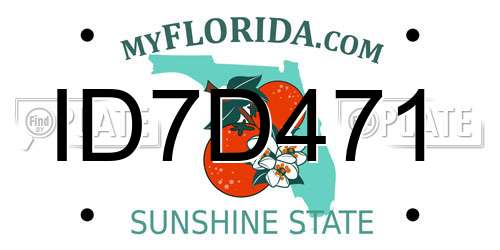 ID7D471 Florida License Plate