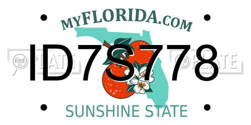 ID7S778 Florida License Plate
