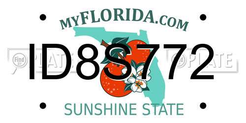 ID8S772 Florida License Plate