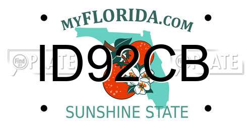 ID92CB Florida License Plate