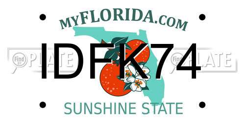 IDFK74 Florida License Plate