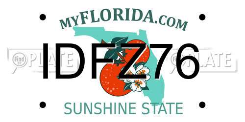 IDFZ76 Florida License Plate