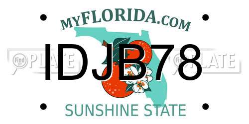 IDJB78 Florida License Plate