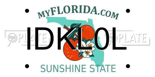 IDKL0L Florida License Plate