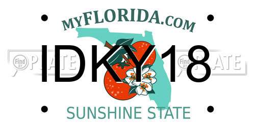 IDKY18 Florida License Plate