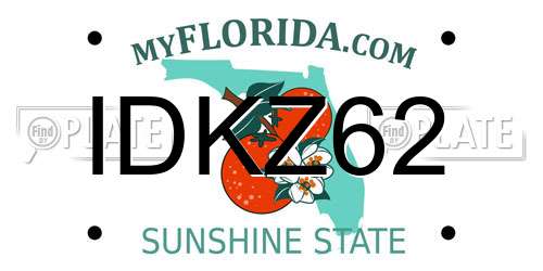 IDKZ62 Florida License Plate