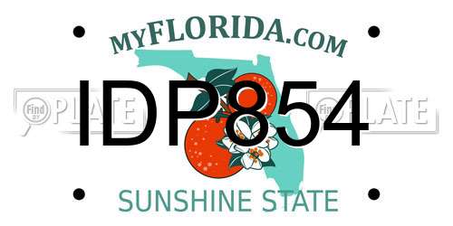 IDP854 Florida License Plate