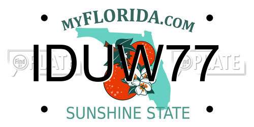IDUW77 Florida License Plate