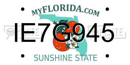 IE7G945 Florida License Plate