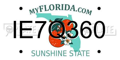 IE7Q360 Florida License Plate