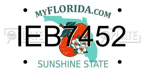 IEB7452 Florida License Plate