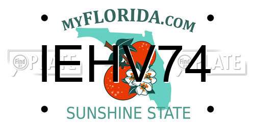 IEHV74 Florida License Plate