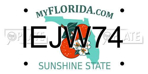IEJW74 Florida License Plate