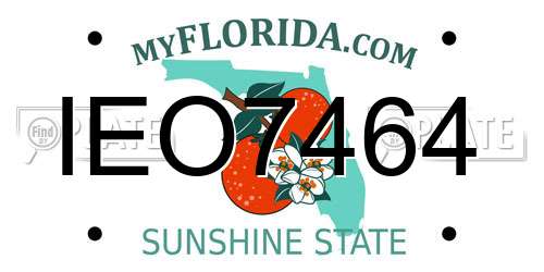 IEO7464 Florida License Plate
