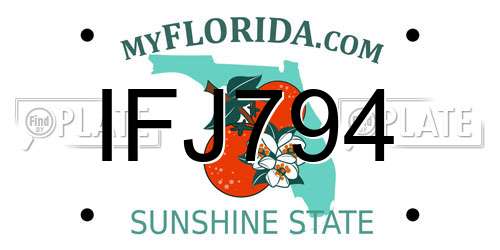 IFJ794 Florida License Plate