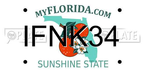 IFNK34 Florida License Plate