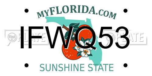 IFWQ53 Florida License Plate