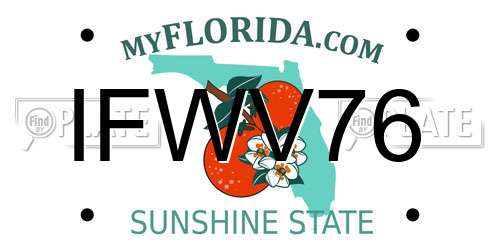 IFWV76 Florida License Plate