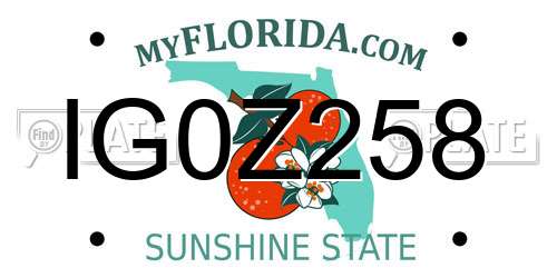 IG0Z258 Florida License Plate