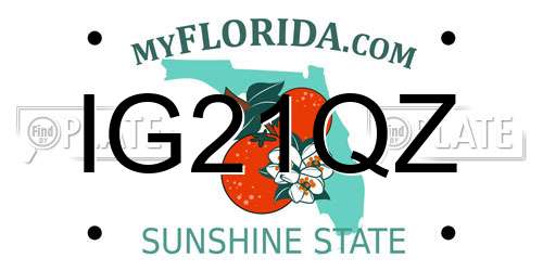 IG21QZ Florida License Plate