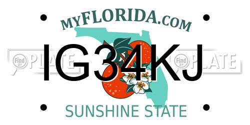 IG34KJ Florida License Plate