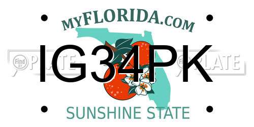 IG34PK Florida License Plate