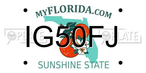 IG50FJ Florida License Plate