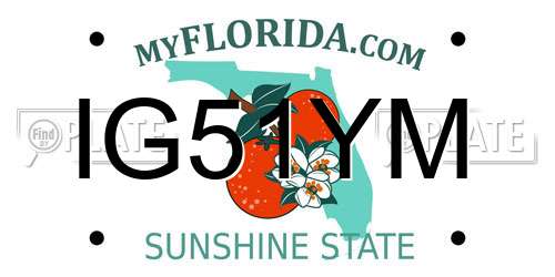 IG51YM Florida License Plate