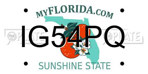 IG54PQ Florida License Plate
