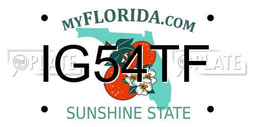 IG54TF Florida License Plate