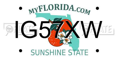 IG57XW Florida License Plate