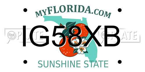 IG58XB Florida License Plate