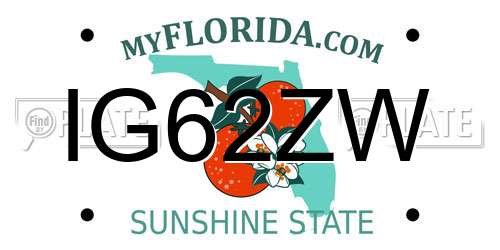 IG62ZW Florida License Plate