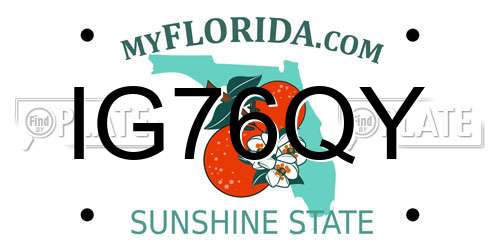 IG76QY Florida License Plate
