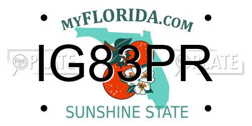 IG83PR Florida License Plate