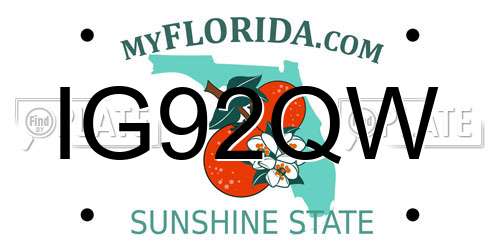 IG92QW Florida License Plate