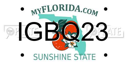 IGBQ23 Florida License Plate