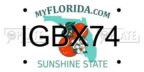 IGBX74 Florida License Plate