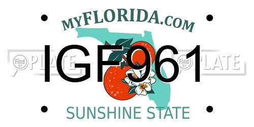 IGF961 Florida License Plate