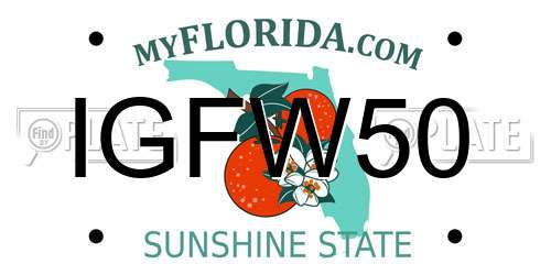 IGFW50 Florida License Plate
