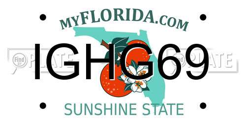 IGHG69 Florida License Plate